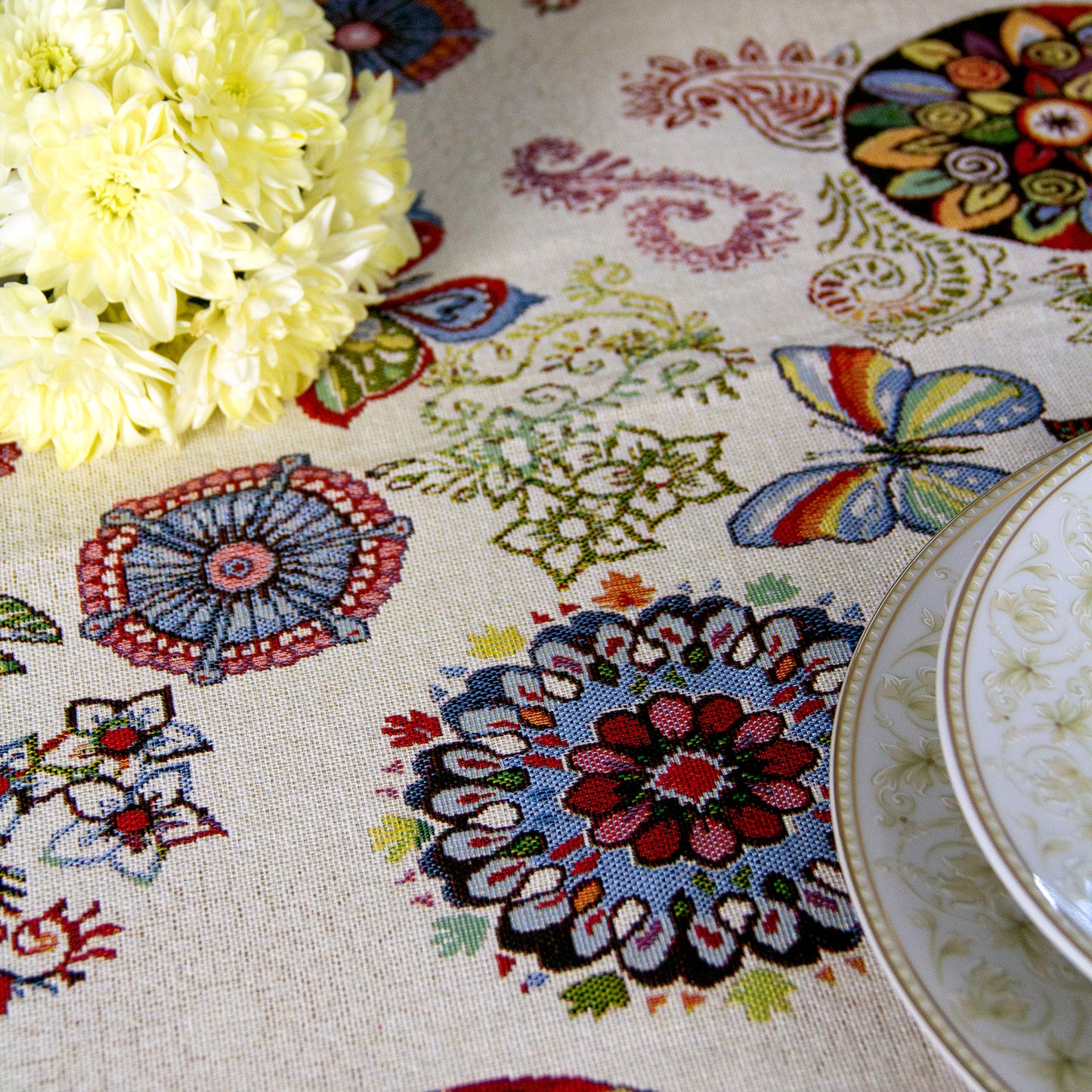 Round Floral Tablecloth Custom Spoonflower Cute Tapestry Table linen