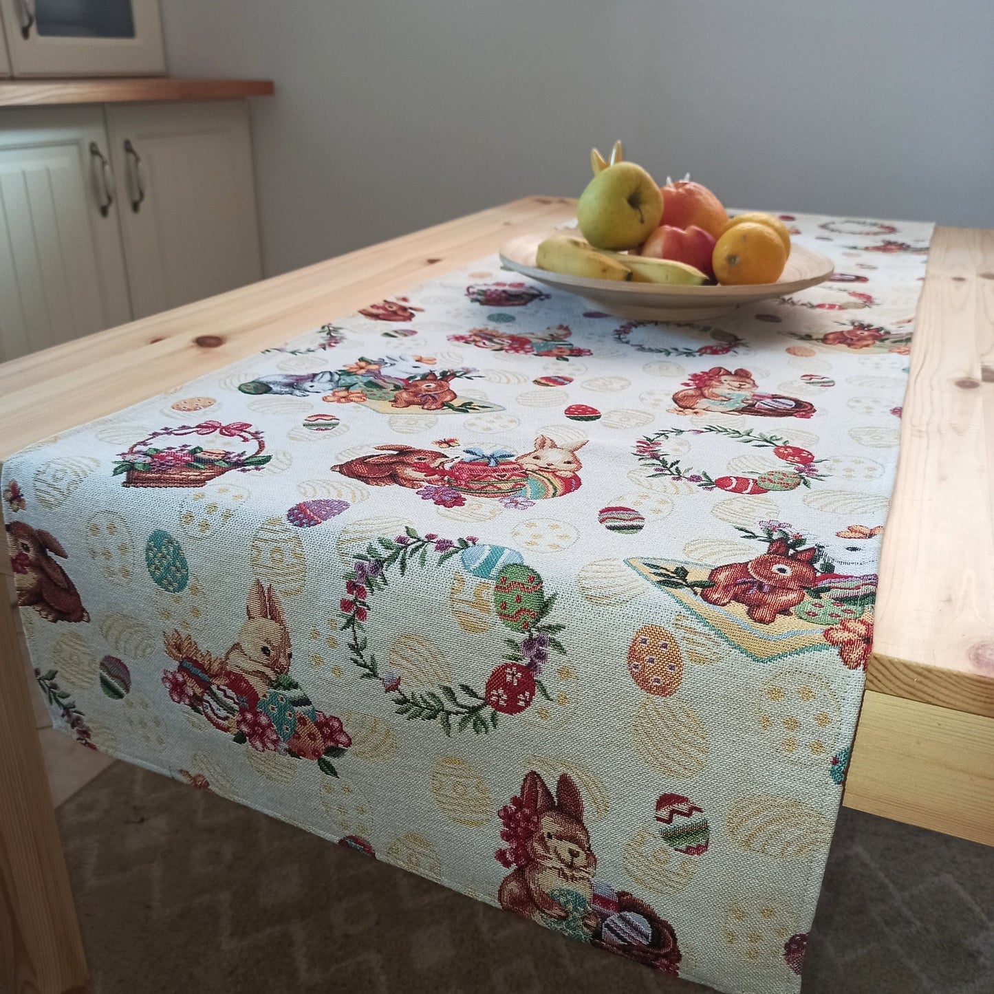 Easter Table Runners Tapestry Fabric Bunny Floral Pictorial
