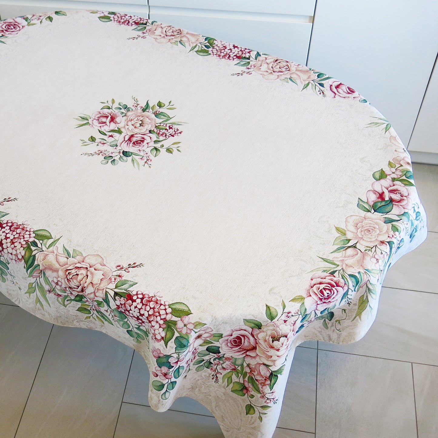 Floral Luxury Tablecloth with Roses Table Covers for Square or Rectangle Table