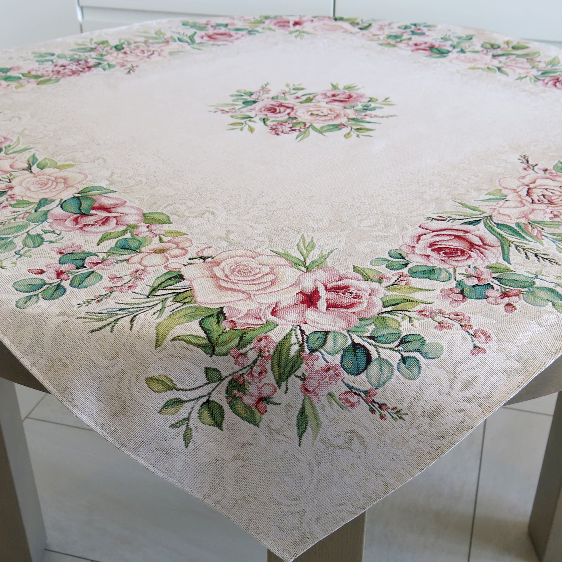 Floral Luxury Tablecloth with Roses Table Covers for Square or Rectangle Table