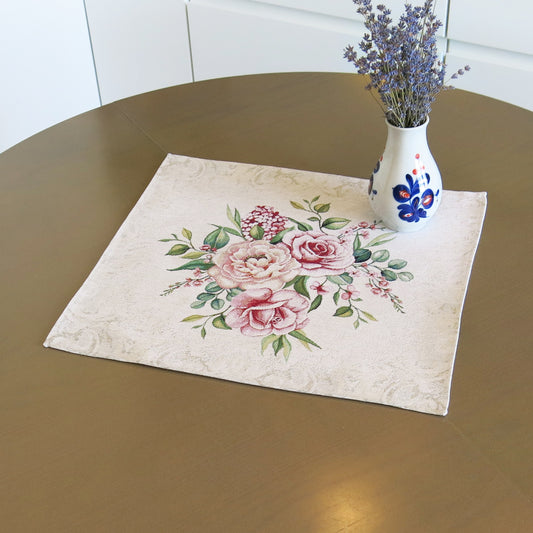 Table Topper, Spring Cloth Napkins, Table Toppers for All seasons, Small Decorative Napkin with Roses Table Topper Cloth Napkins Small Decorative Tapestry Table Top