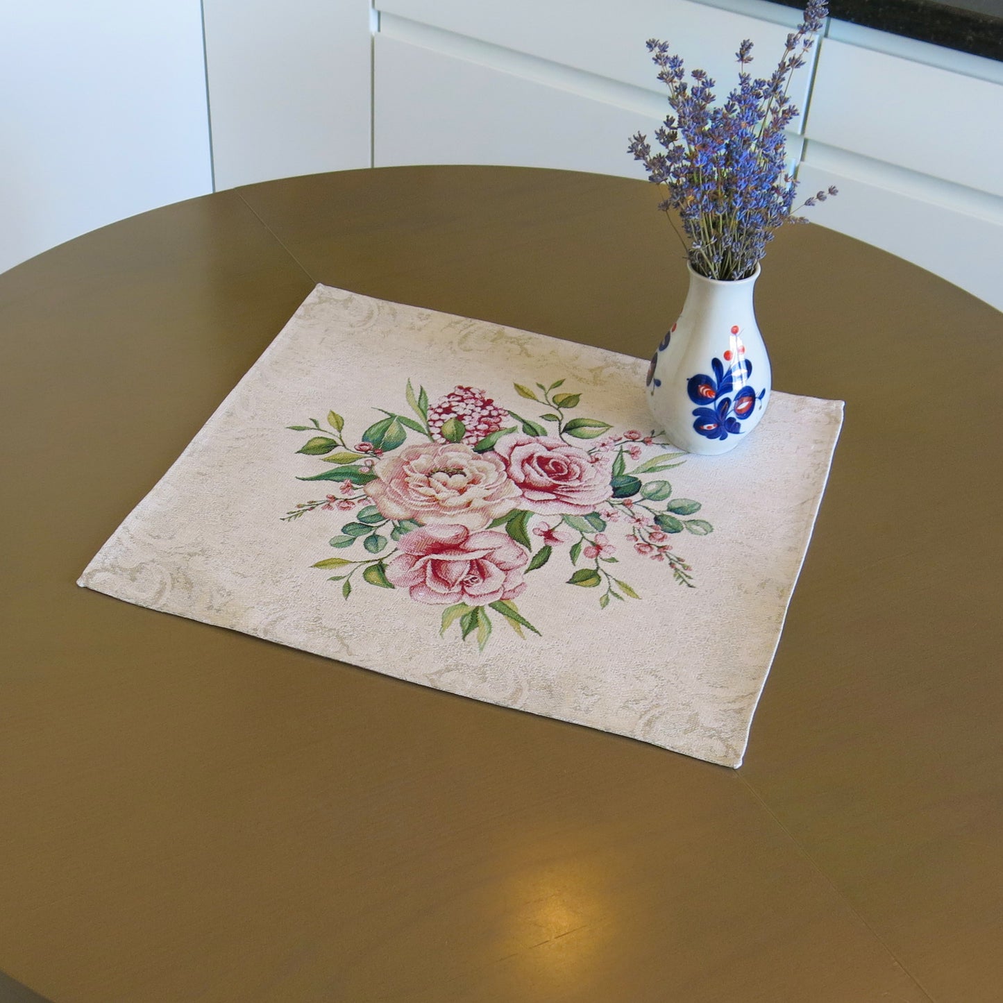 Table Topper, Spring Cloth Napkins, Table Toppers for All seasons, Small Decorative Napkin with Roses Table Topper Cloth Napkins Small Decorative Tapestry Table Top