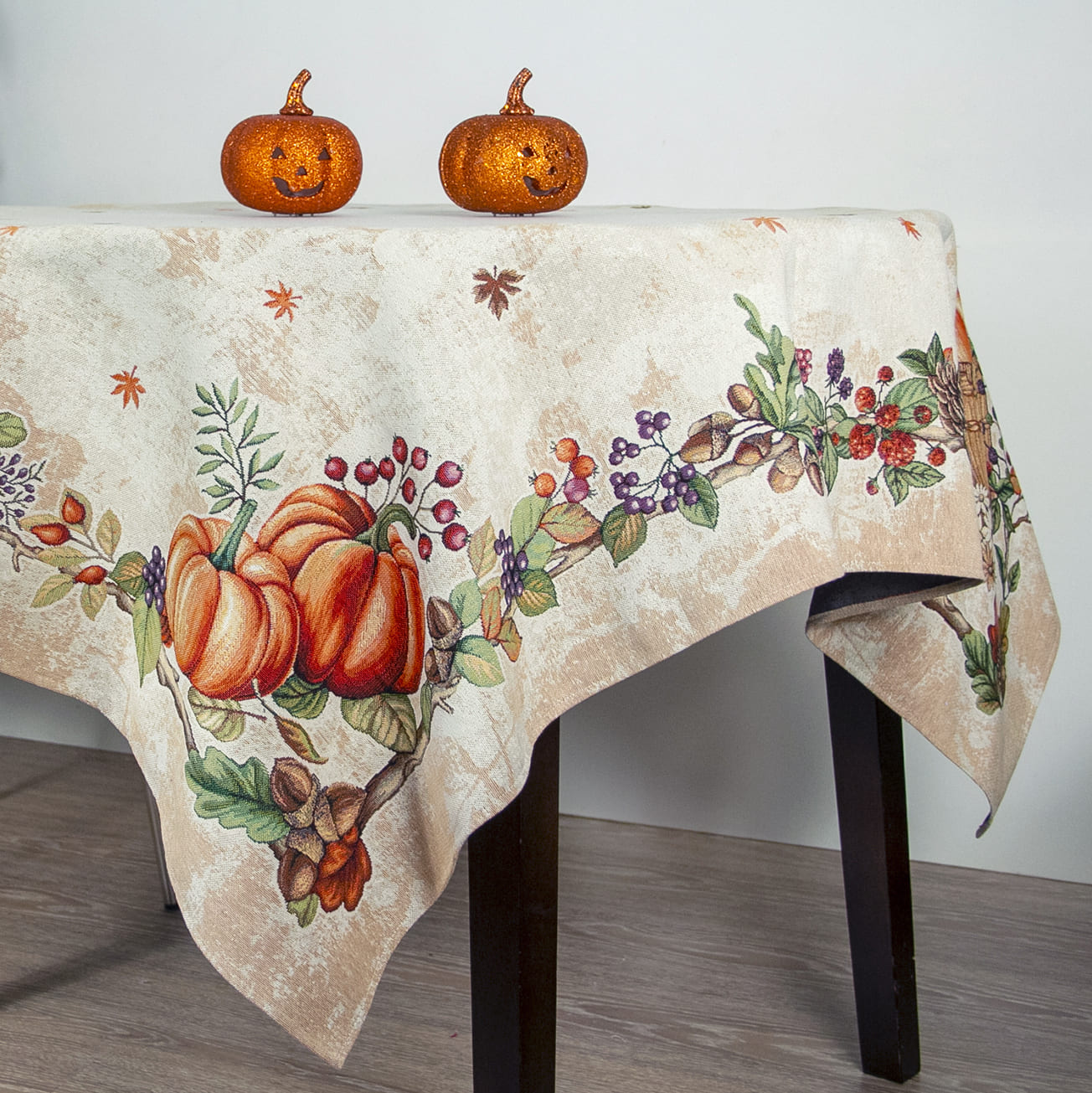 Pumpkin Fabric Halloween Tablecloth, Fall Thanksgiving Table Cloth Rectangle or Square,