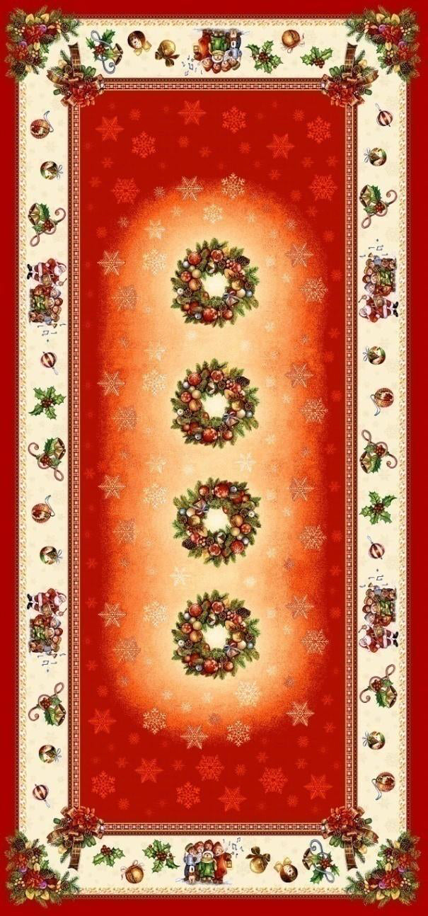 Red Christmas Tablecloth Fabric Holiday Xmas tablecloth for big Rectangle Table Tapestry Christmas Tablecloth with Christmas bells, Santa, and children's,