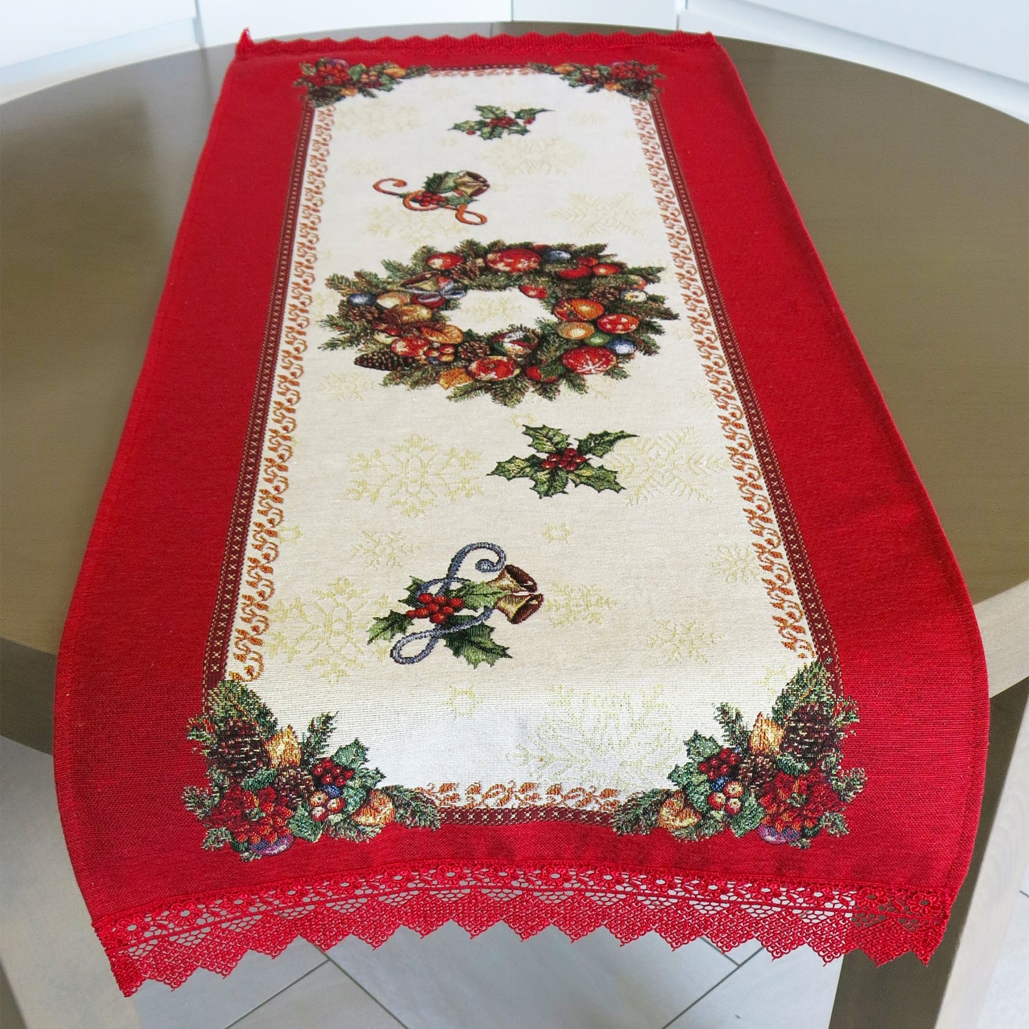 Table Runners Christmas Red Gold Christmas Tapestry Table Runner Xmas Table Decorations