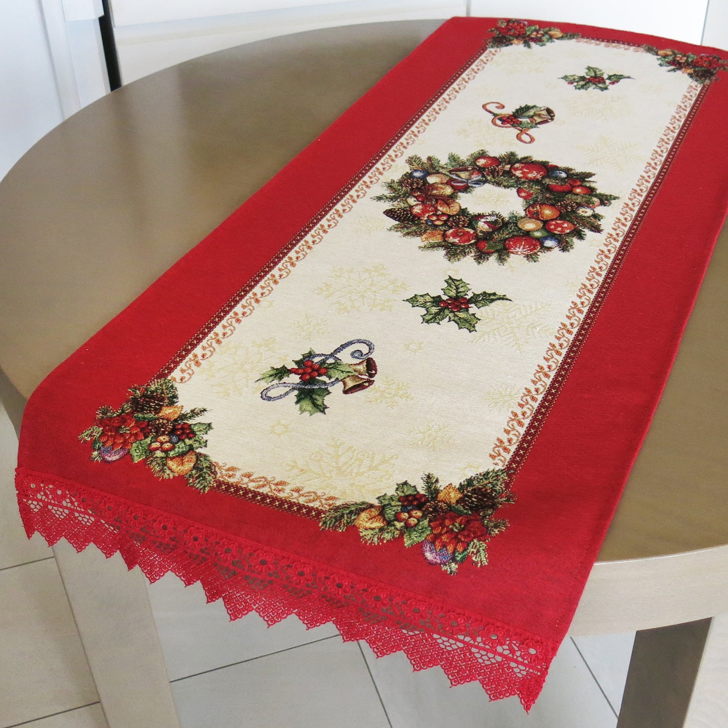 Table Runners Christmas Red Gold Christmas Tapestry Table Runner Xmas Table Decorations