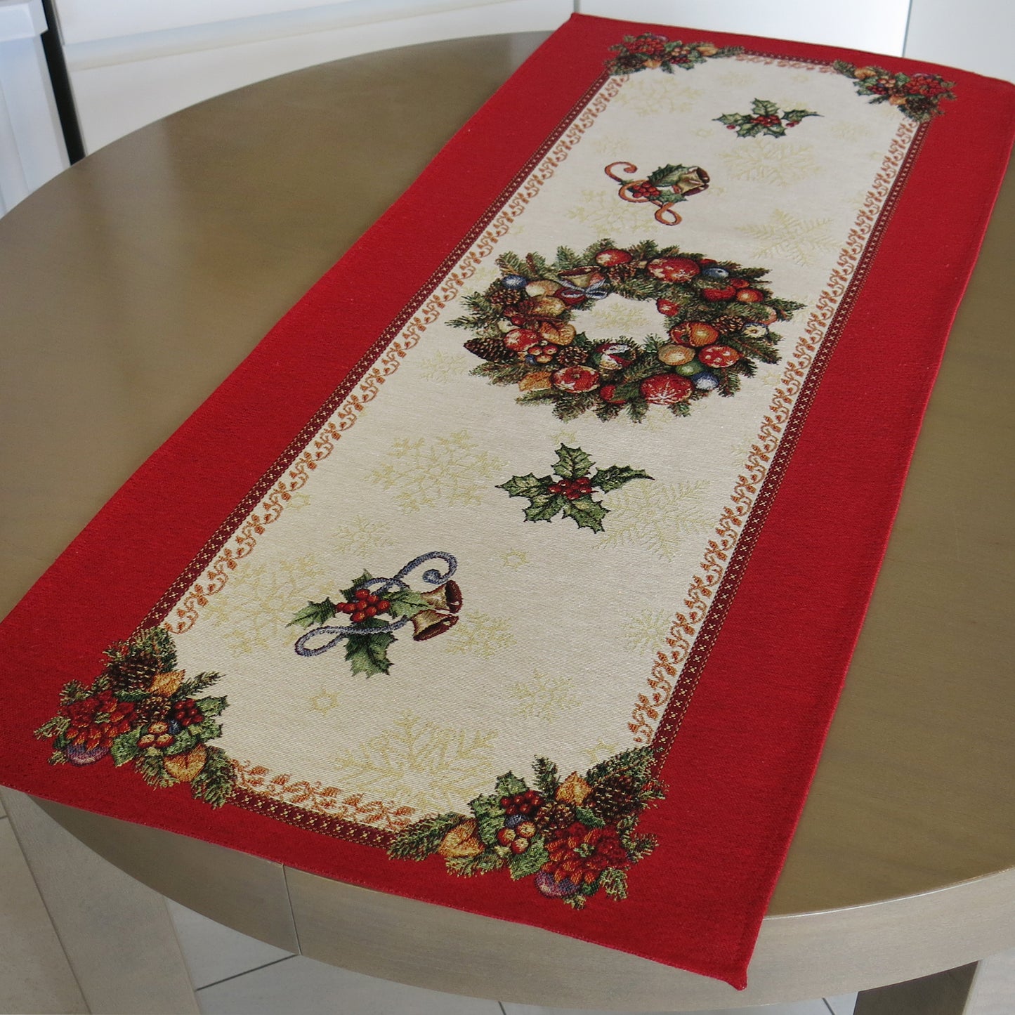 Table Runners Christmas Red Gold Christmas Tapestry Table Runner Xmas Table Decorations