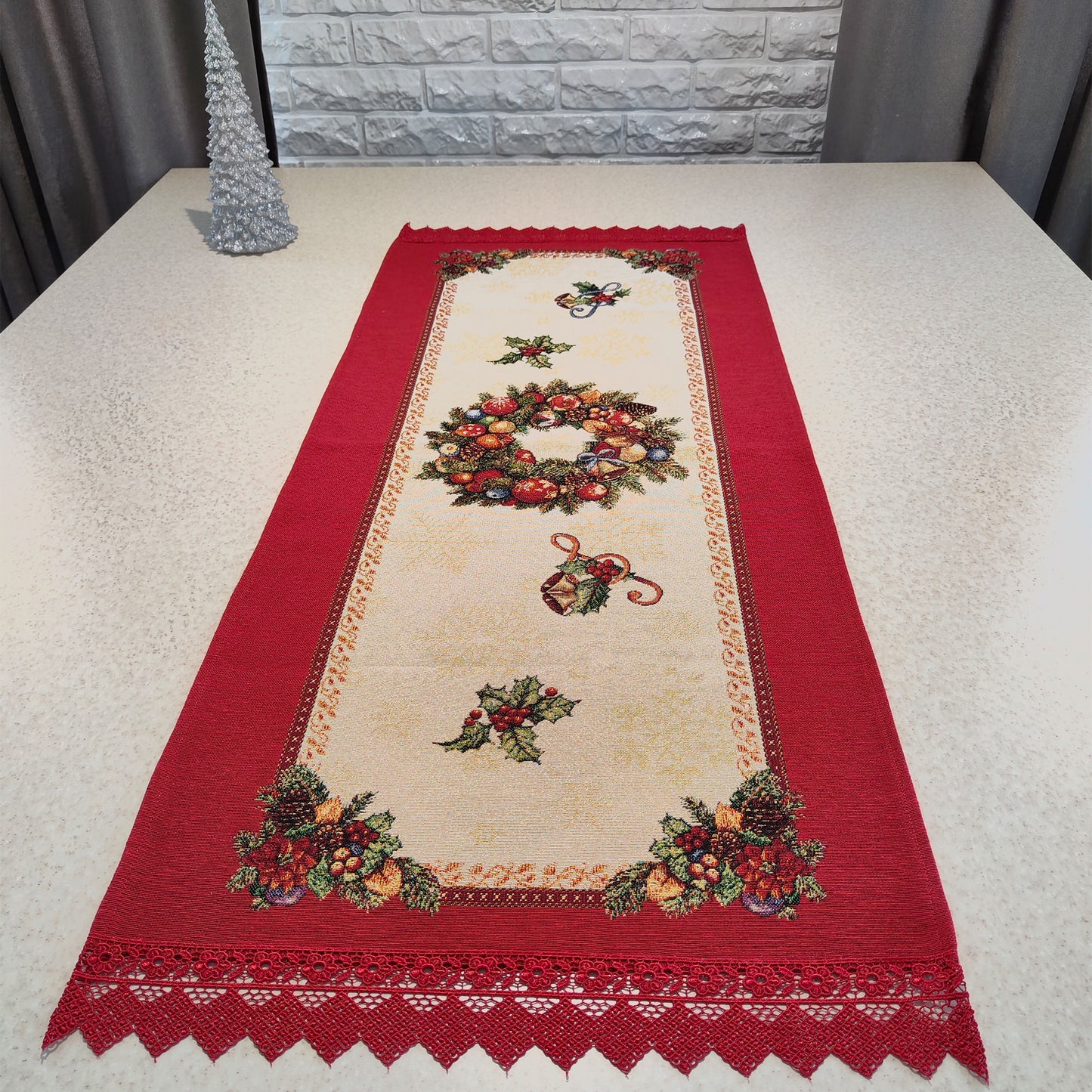 Table Runners Christmas Red Gold Christmas Tapestry Table Runner Xmas Table Decorations