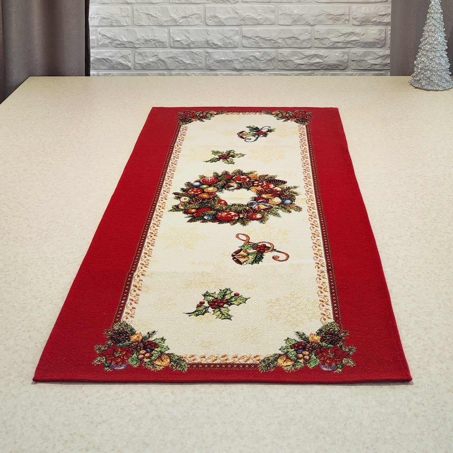 Table Runners Christmas Red Gold Christmas Tapestry Table Runner Xmas Table Decorations