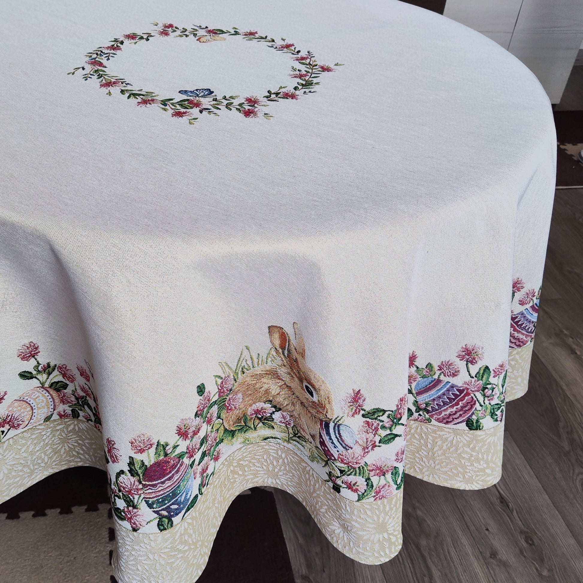 Easter Circle Tablecloths Block print tablecloth Round Flowers Tapestry Table linen for Round Table.