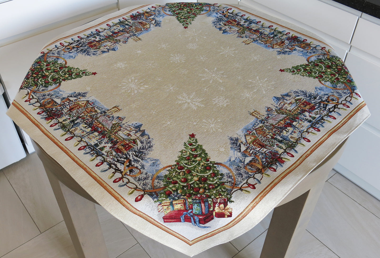 Tablecloth Christmas Old Square Golden Threads Tapestry Fabric Table Cover X-mas table cloth