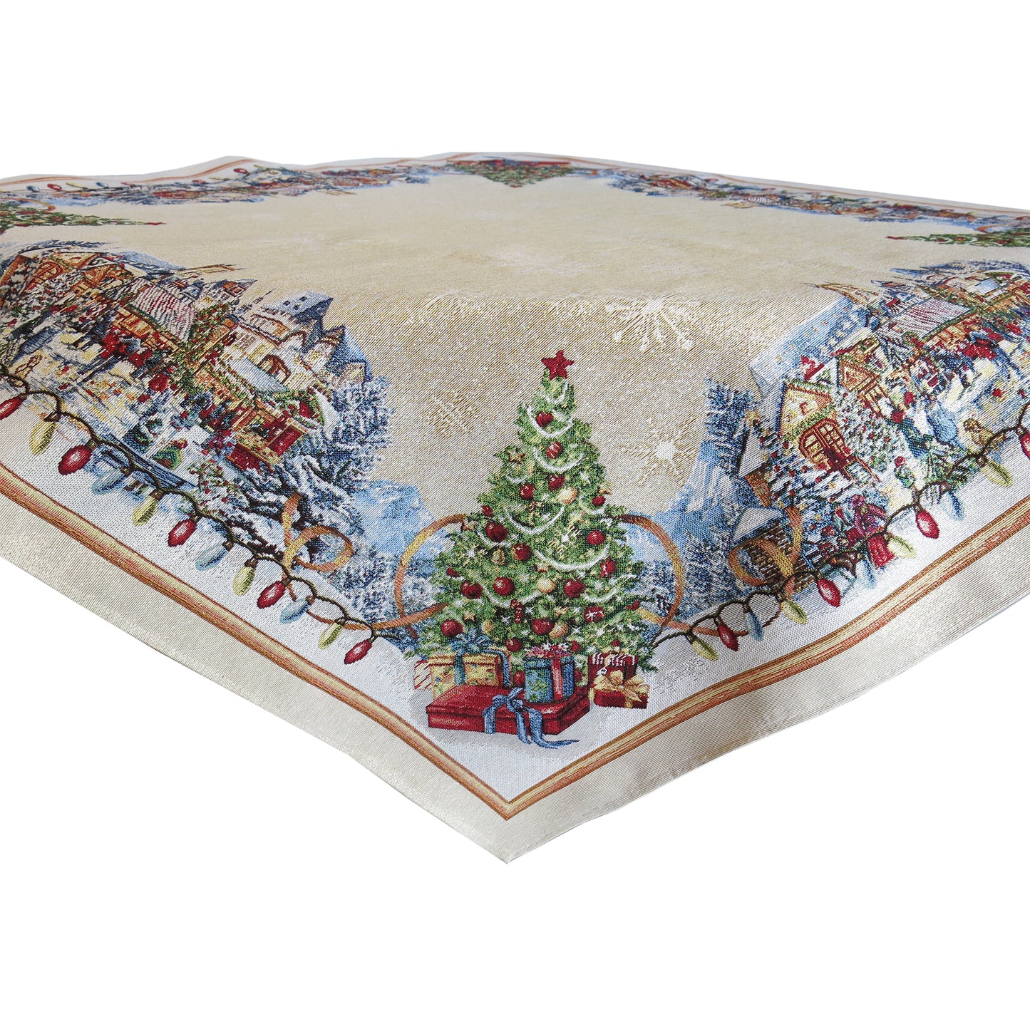 Tablecloth Christmas Old Square Golden Threads Tapestry Fabric Table Cover X-mas table cloth