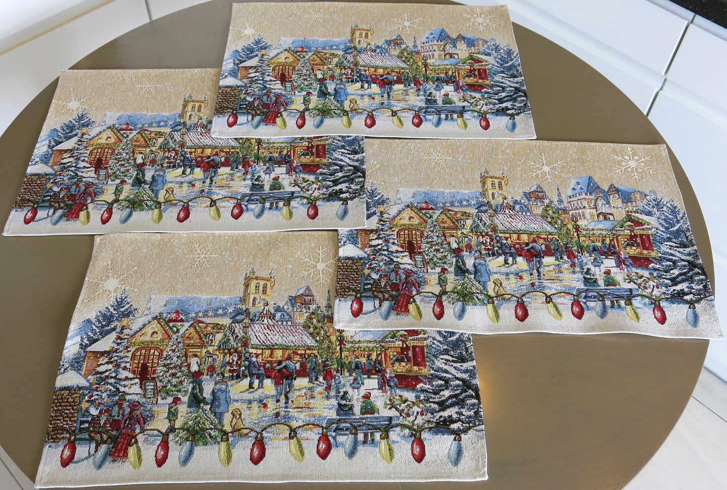 Placemats Christmas Holiday Set of 2 Glitter with golden Lurex Christmas Old Square