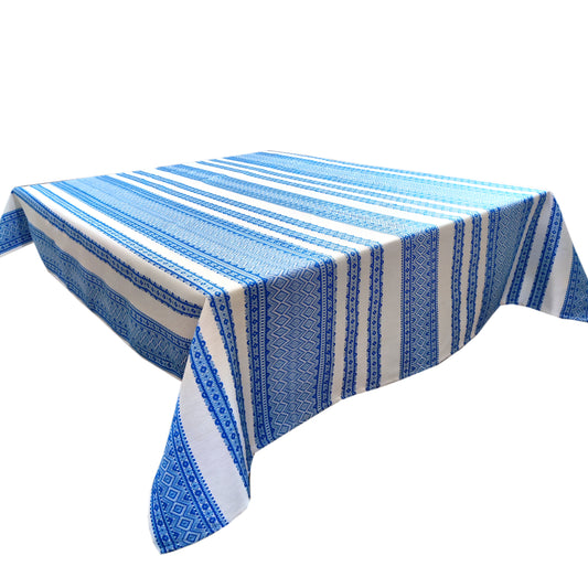 Ukrainian Tablecloth White Fabric National Style Rectangular Blue and White Ornament