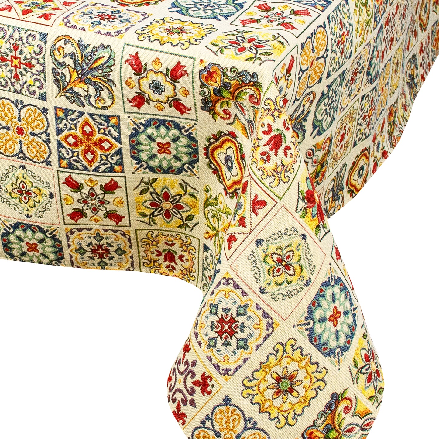 Rectangle Modern Floral Tablecloth Custom Spanish Tiles style Azulejo Tapestry Table linen