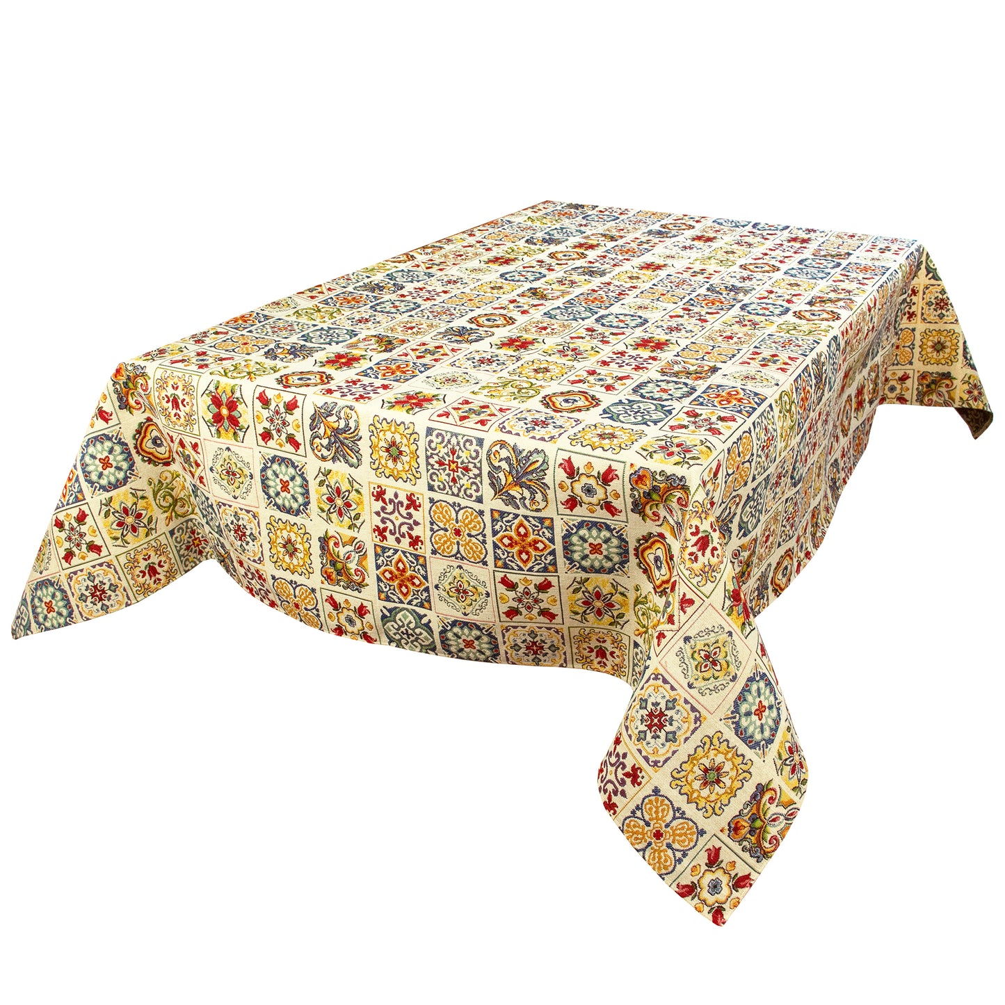 Rectangle Modern Floral Tablecloth Custom Spanish Tiles style Azulejo Tapestry Table linen