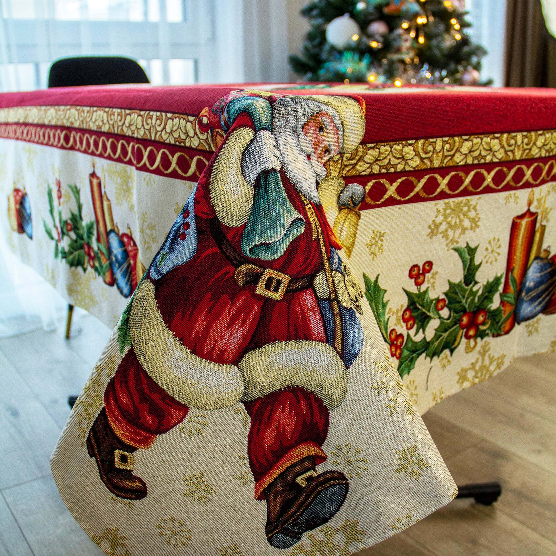 Red Christmas Tablecloth Santa X-mas tablecloth for Square Rectangle Table