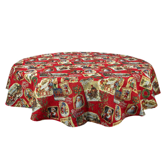 Red Christmas Tablecloth Santa X-mas tablecloth for Round Table Media 1 of 5