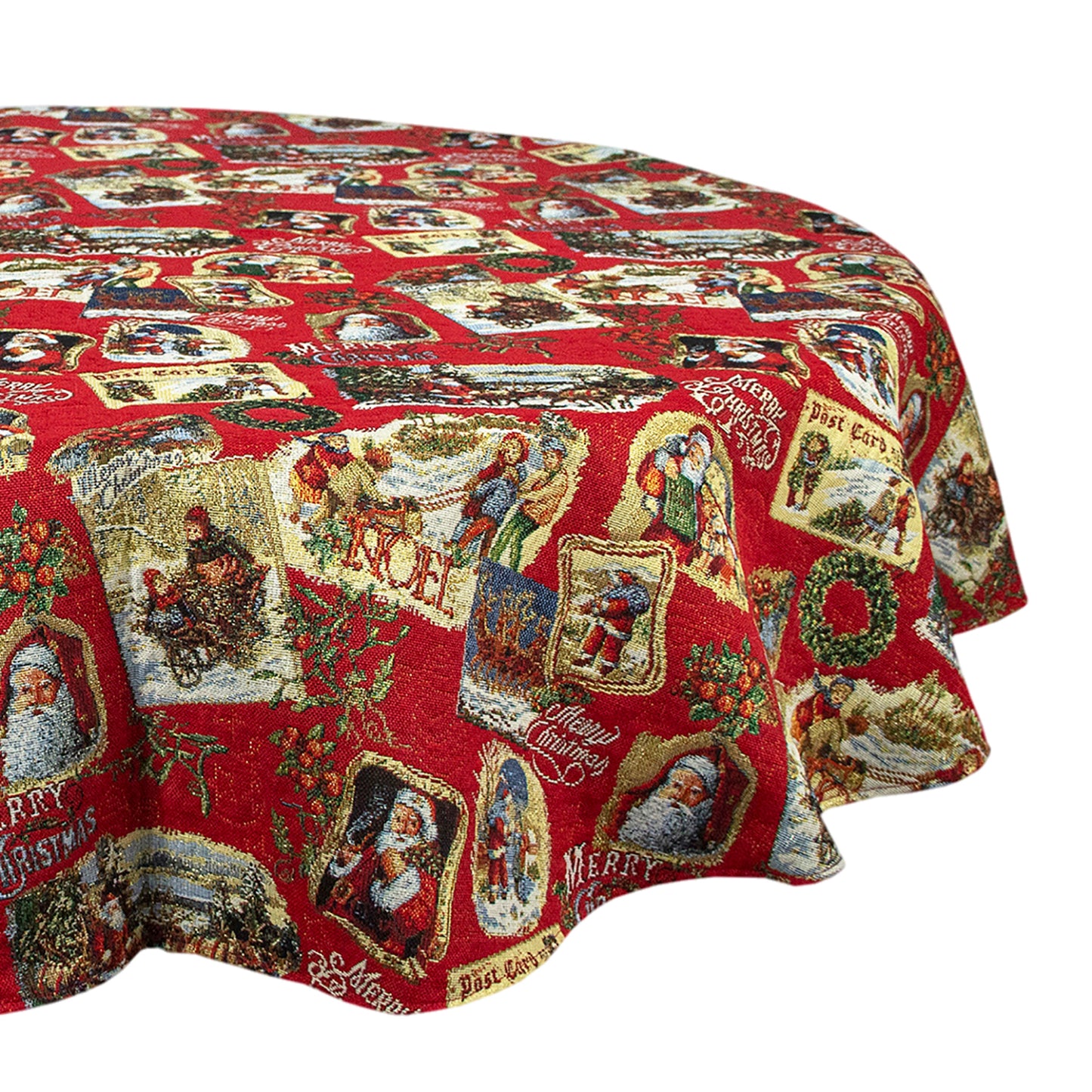 Red Christmas Tablecloth Santa X-mas tablecloth for Round Table Media 1 of 5