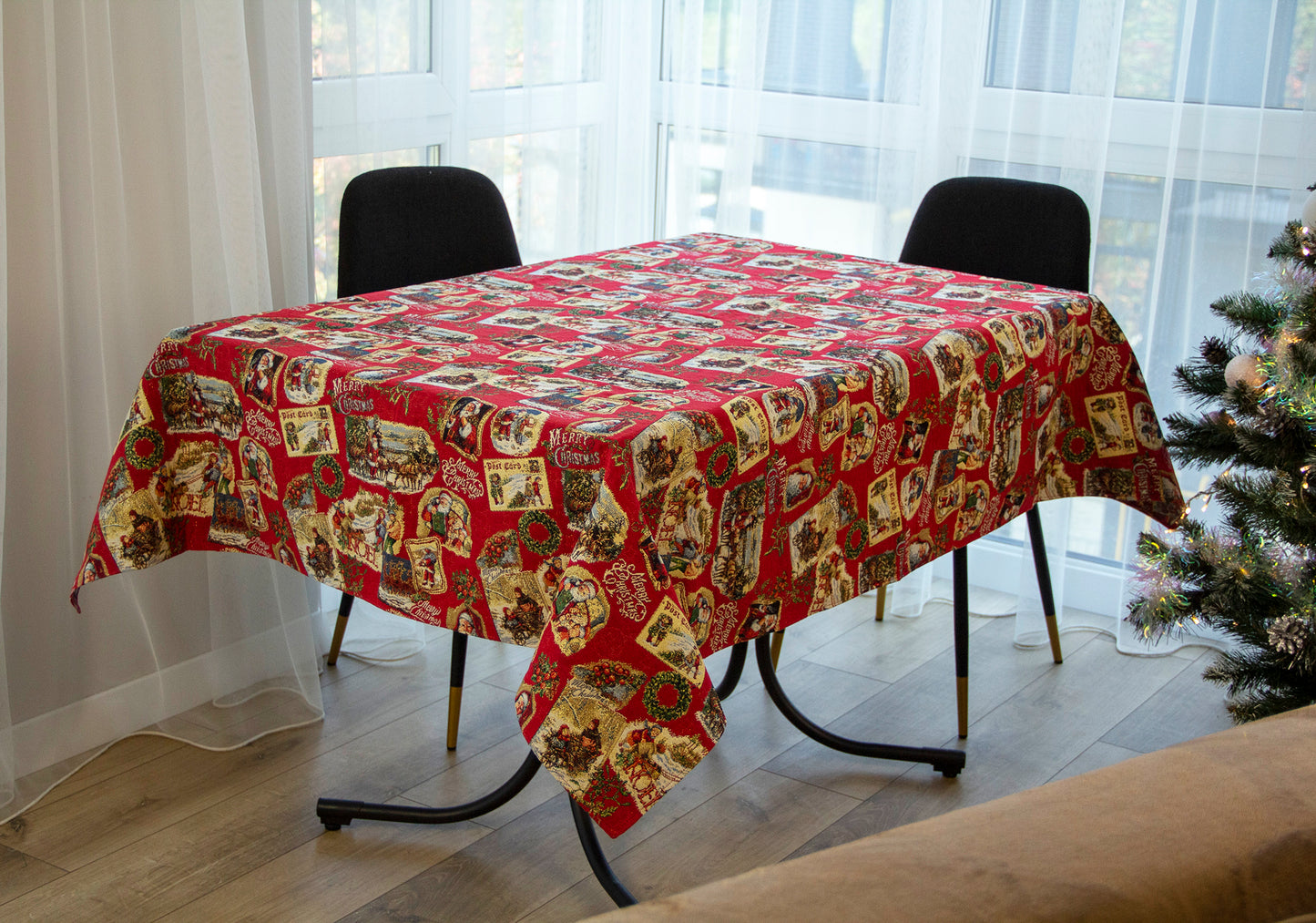 Red Christmas Tablecloth Red Santa X-mas tablecloth 