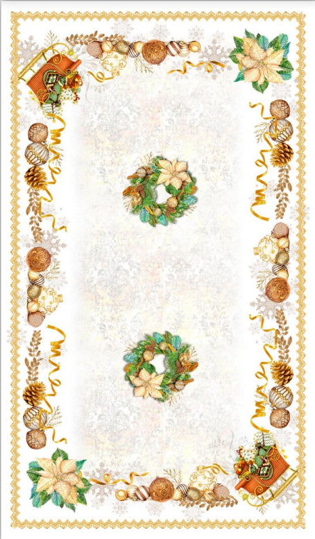 Tablecloth for Christmas Gold for Square Rectangle Table - Gold Poinsettia