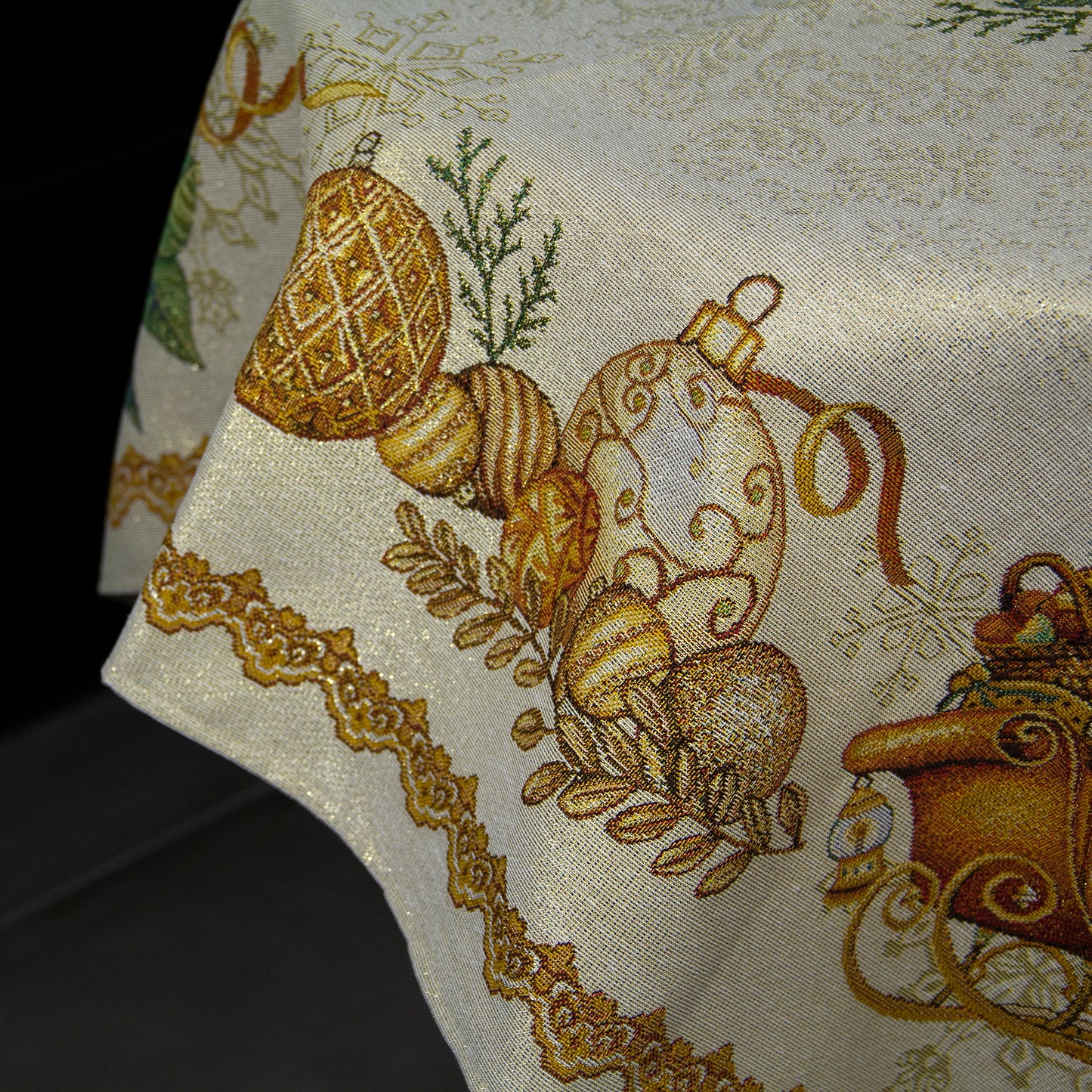 Tablecloth for Christmas Gold for Square Rectangle Table - Gold Poinsettia