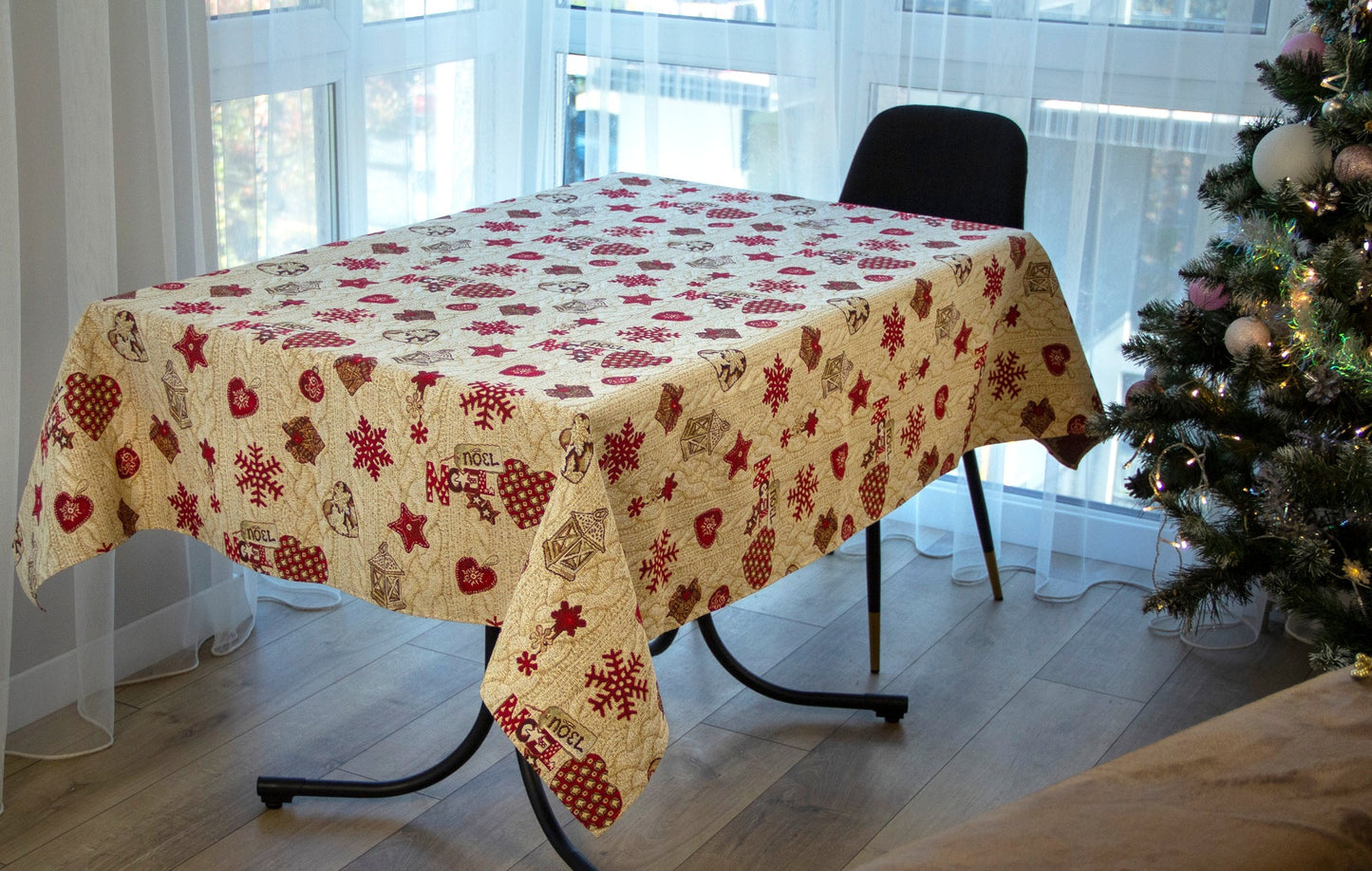 Christmas Tablecloth Fabric Holiday Craft Custom X-mas tablecloth for Square Rectangle Table