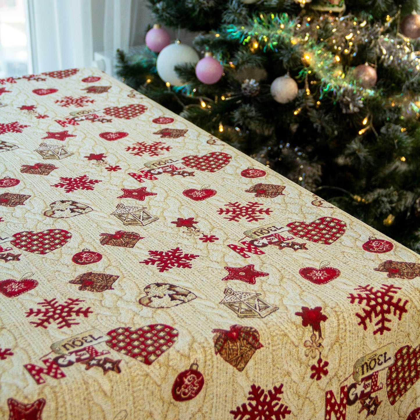 Christmas Tablecloth Fabric Holiday Craft Custom X-mas tablecloth for Square Rectangle Table