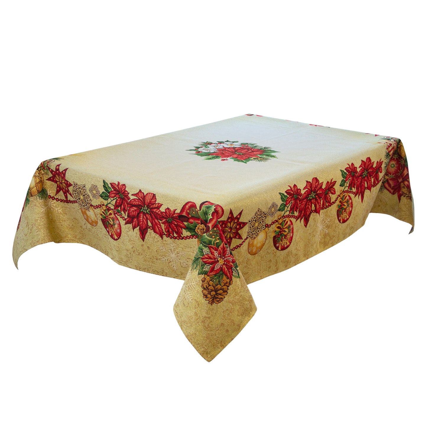 Christmas Tablecloth Holiday Centerpiece Golden Fabric X-mas tablecloth for Rectangle Table