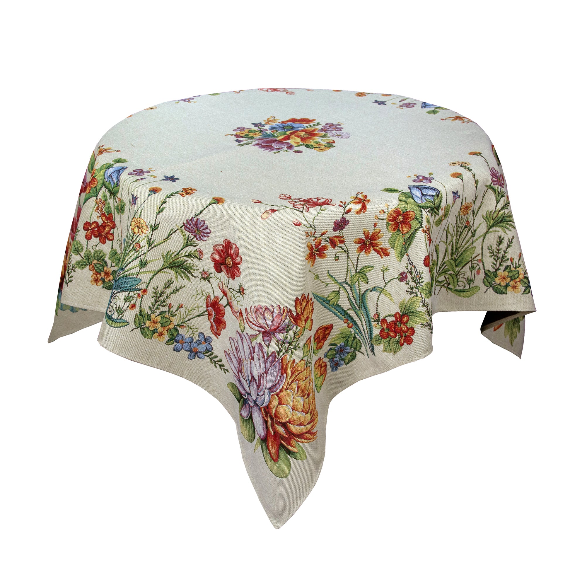 Fabric Tablecloth Centerpiece Rectangular Floral Ivory with Flower Cute Tapestry Table linen