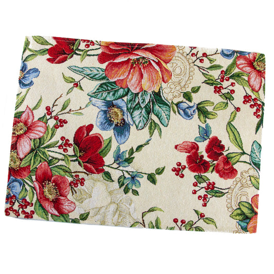 Custom Placemats Floral Fabric Modern Tapestry Farmhouse Table linen (set of 2) 13in X 17in (34cm X 44cm)