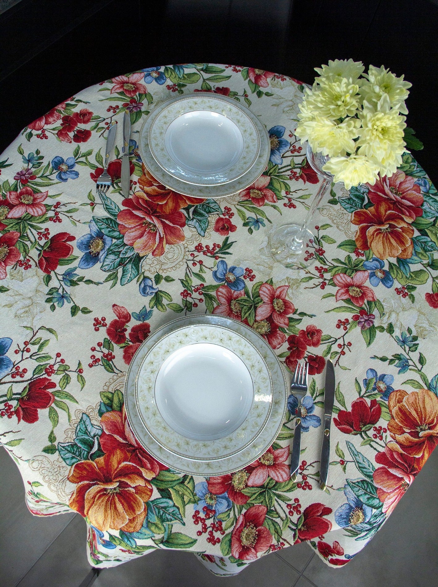 Round Tablecloth Floral Cute Flowers Tapestry Table linen