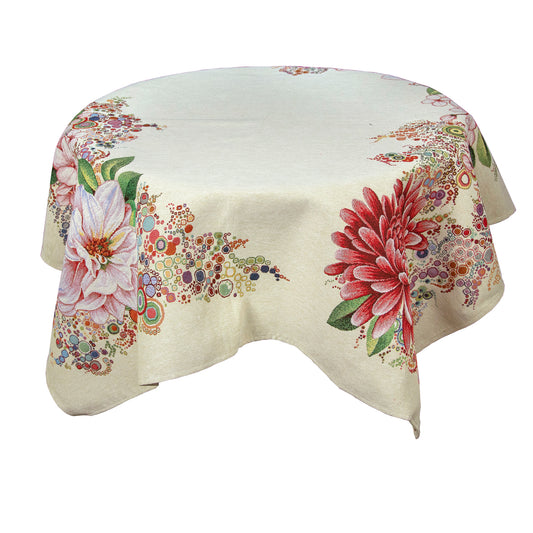 Rectangle Floral Tablecloth Centerpiece Dahlias Cute Tapestry Fabric Table linen Tapestry