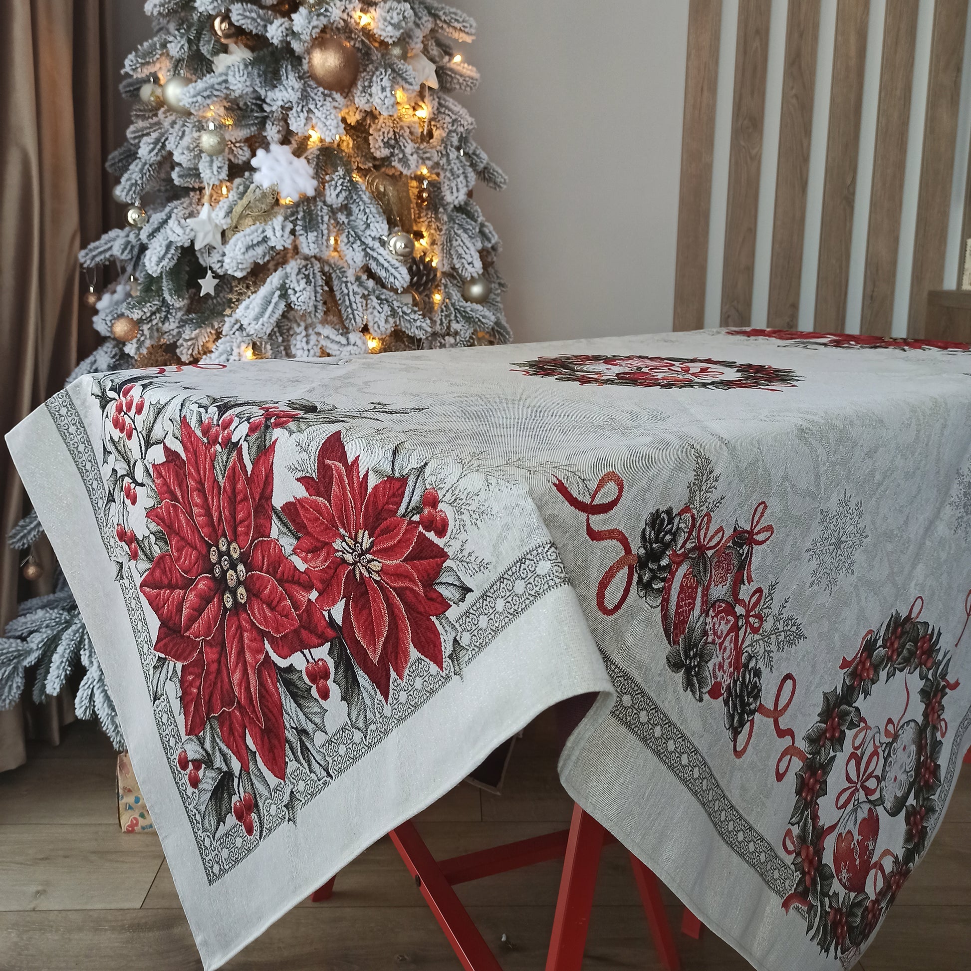 Christmas Tablecloth Fabric Holiday Craft Custom X-mas tablecloth for Square Rectangle Table