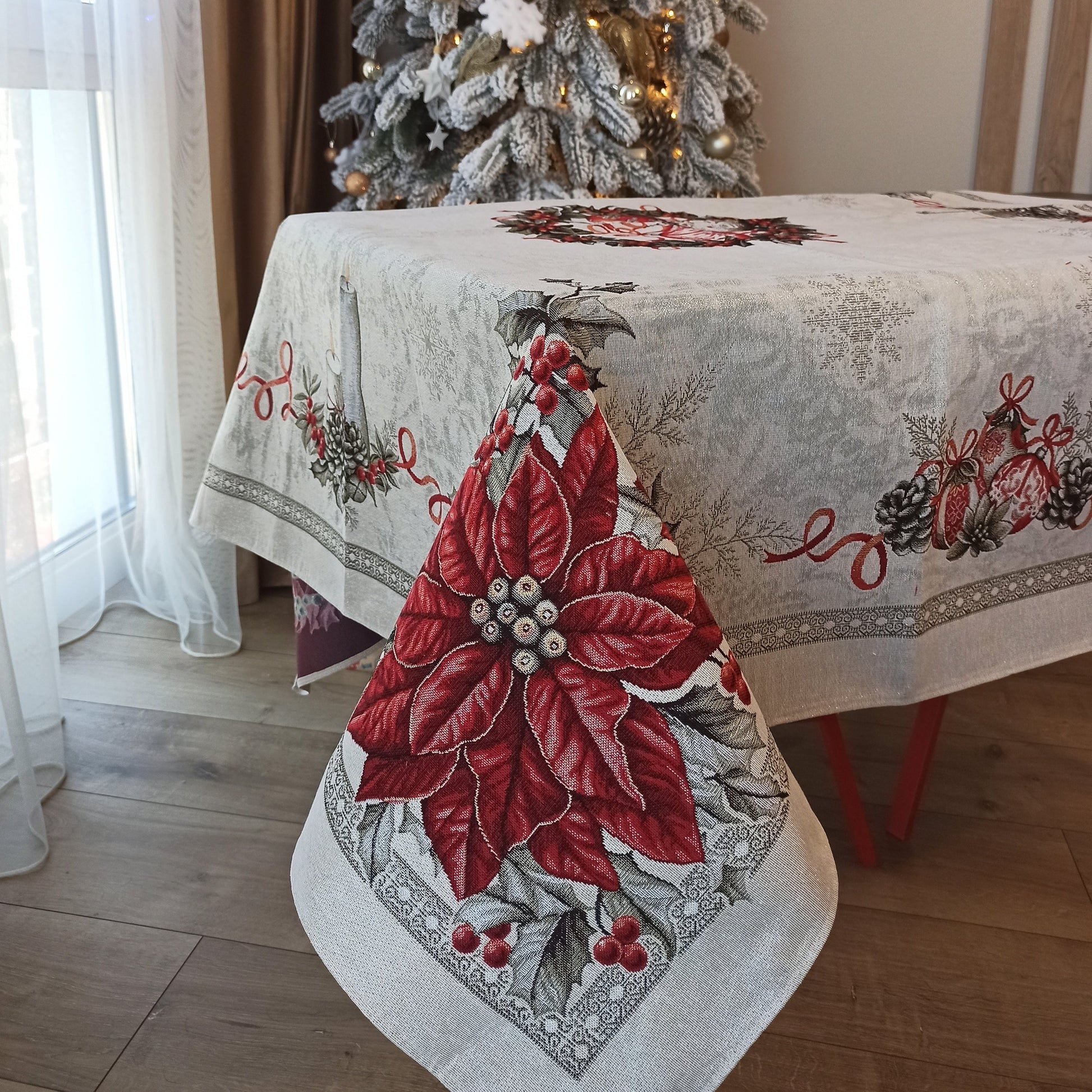 Christmas Tablecloth Fabric Holiday Craft Custom X-mas tablecloth for Square Rectangle Table