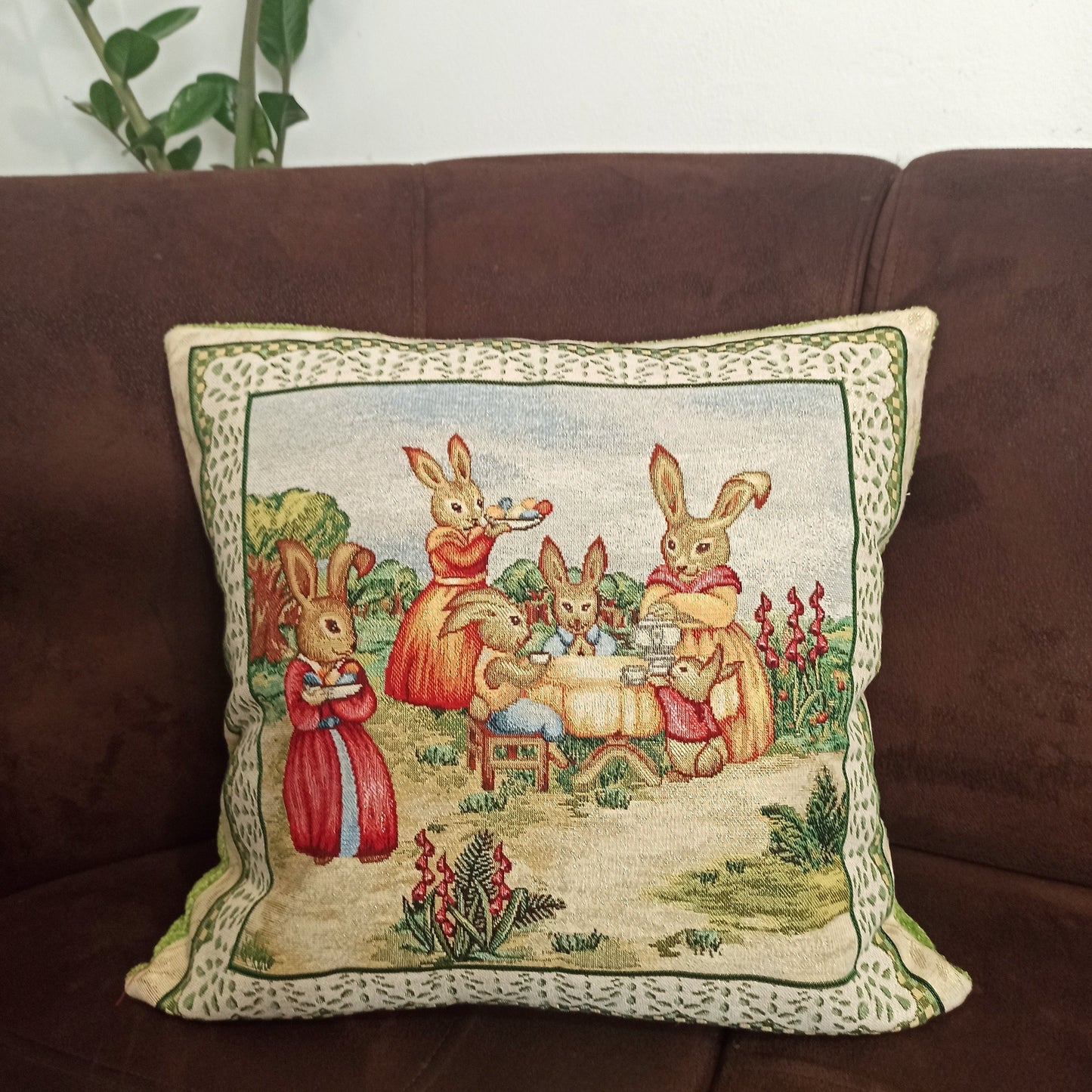 Throw Pillows Cover Easter Bunny Design Decorative Pillow case Cushions Pillow Cover Tapestry Fabric Pillowcase 18in