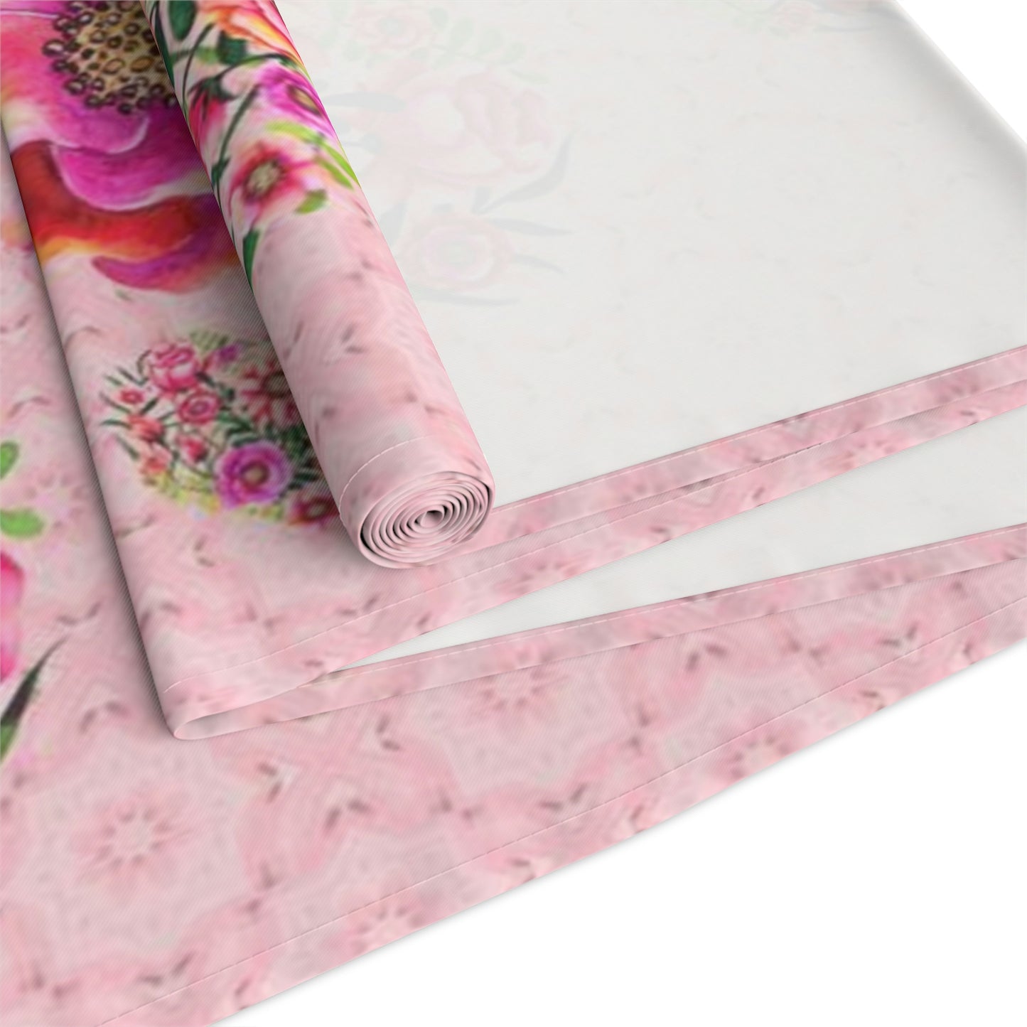 Table Runner Pink with Floral Heart Valentine's Day Gift for woman