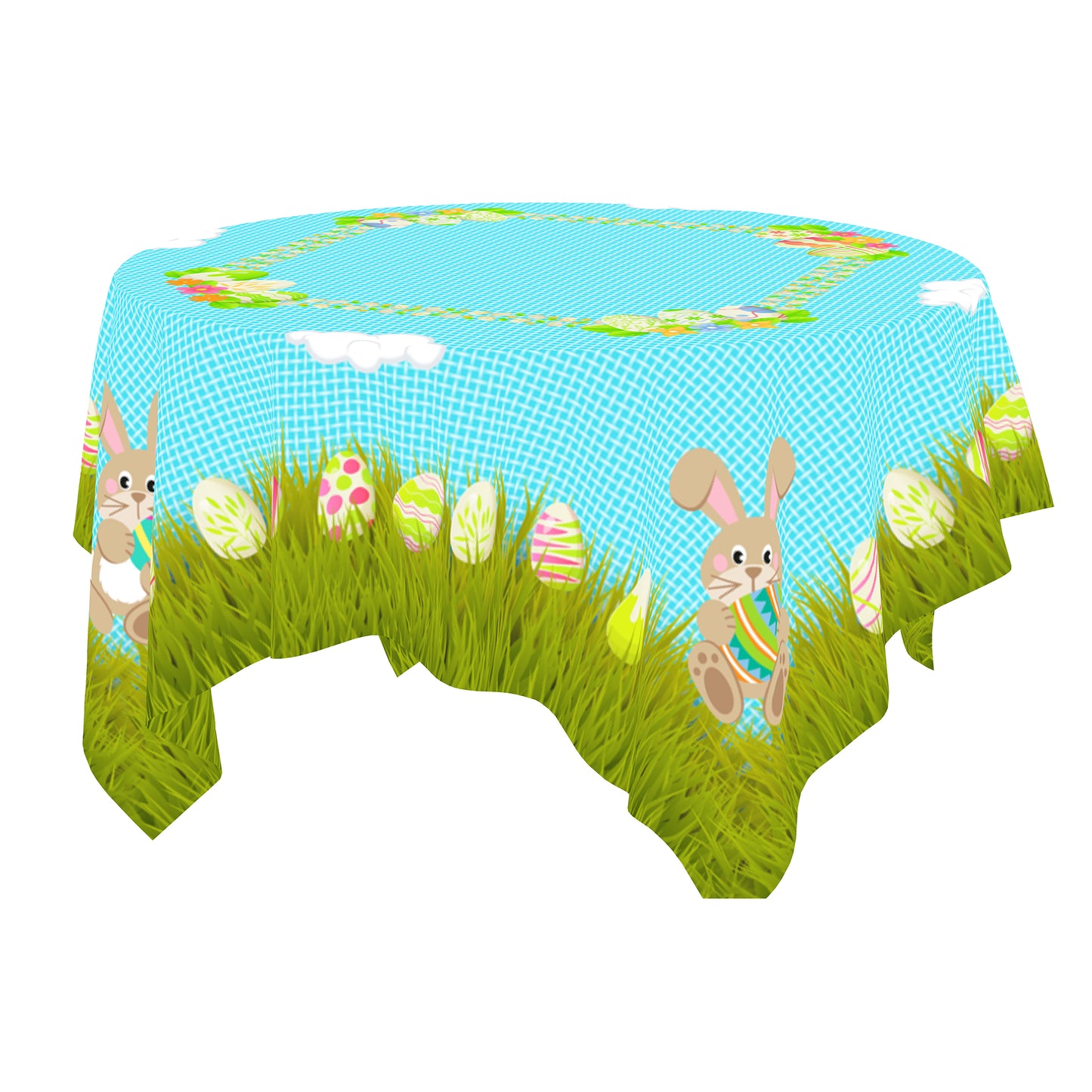 Tablecloths Easter with Eggs Flowers Happy Easter Green and Blue