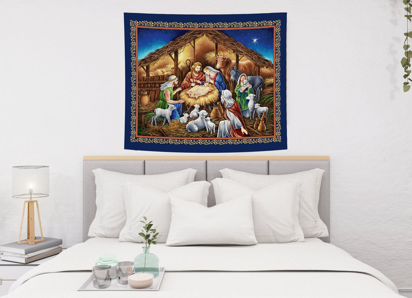 Nativity Art Wall Decor, Christian icon, Christmas Tapestry Wall hanging Art with Religious icon