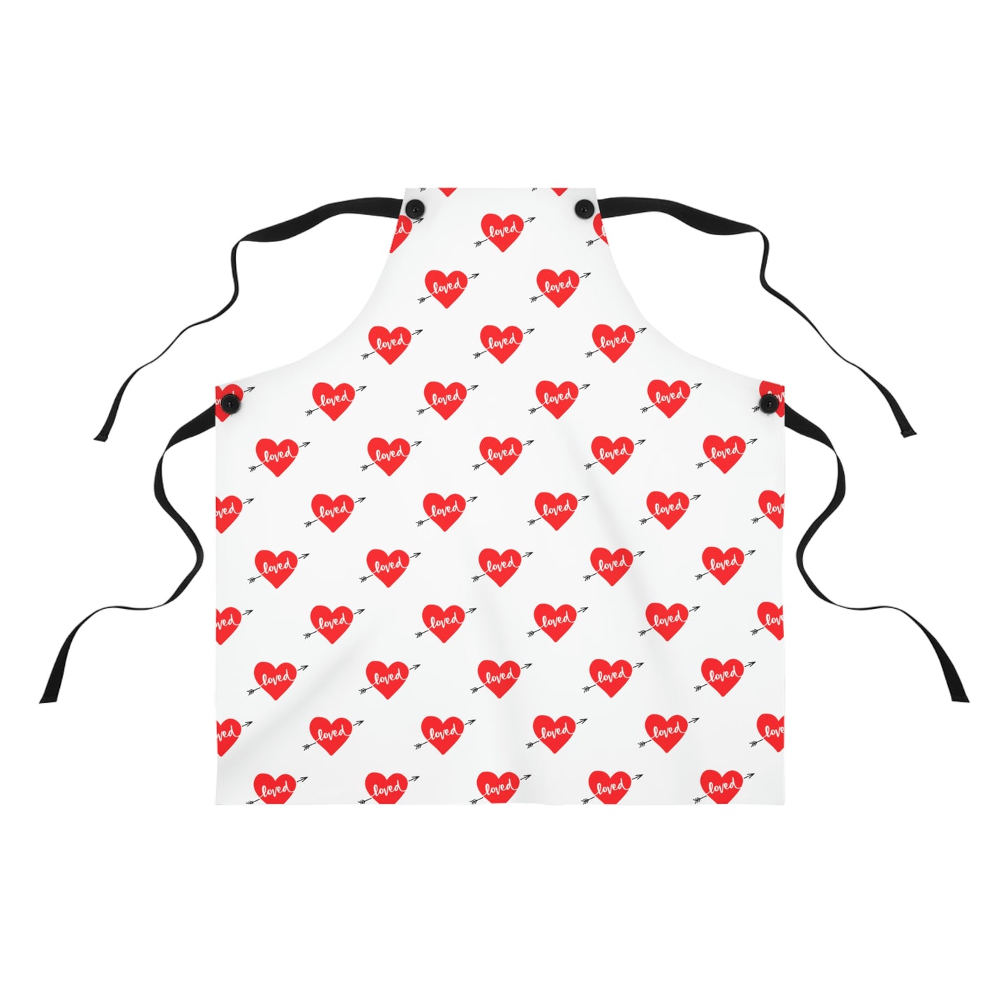 Apron white with Red Hearts