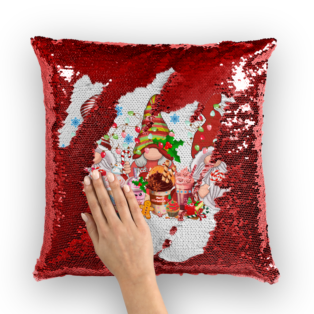 Christmas Sequin Cushion Cover with Chrisrmas Gnomes