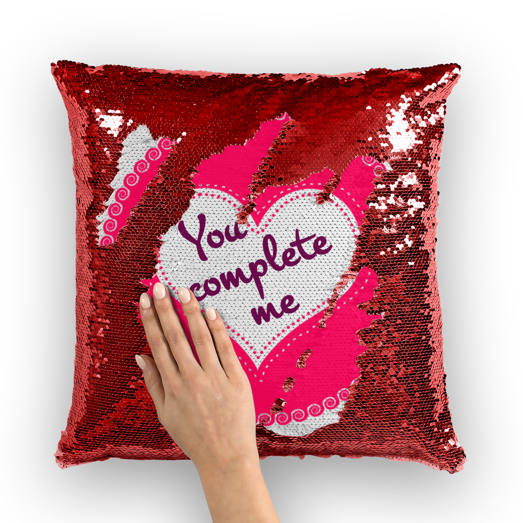 Mermaid Sequin Cushions -You complete me - Valentines Day Sequin Cushion Cover