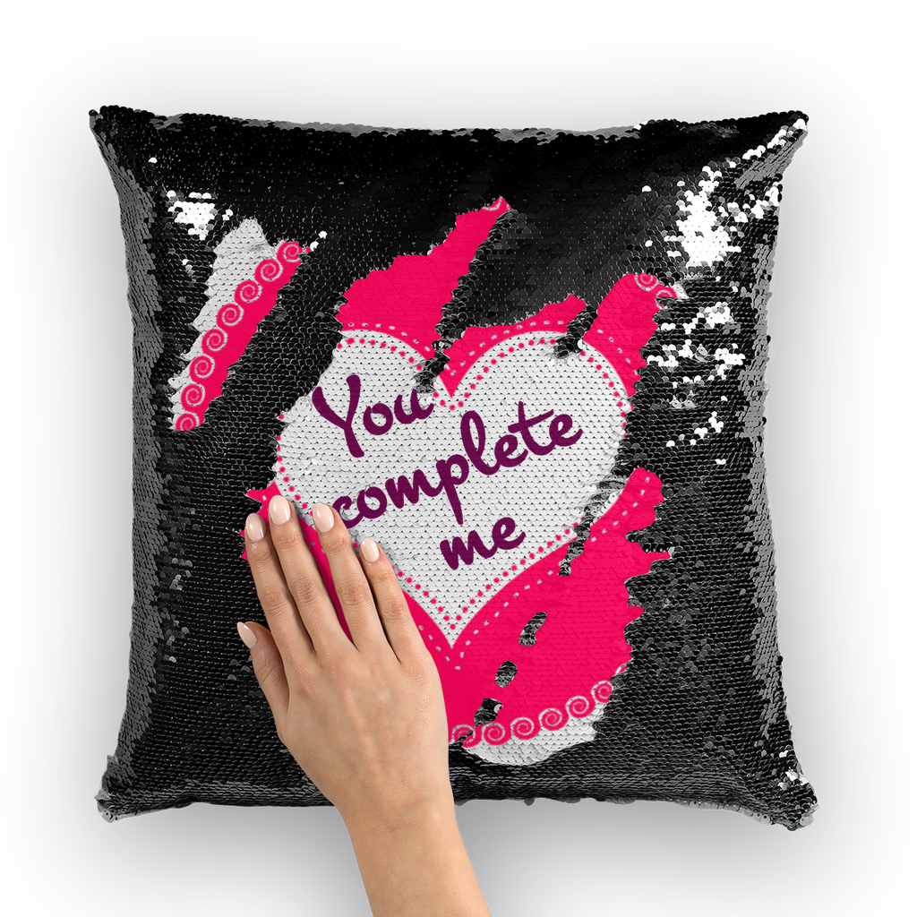 Mermaid Sequin Cushions -You complete me - Valentines Day Sequin Cushion Cover