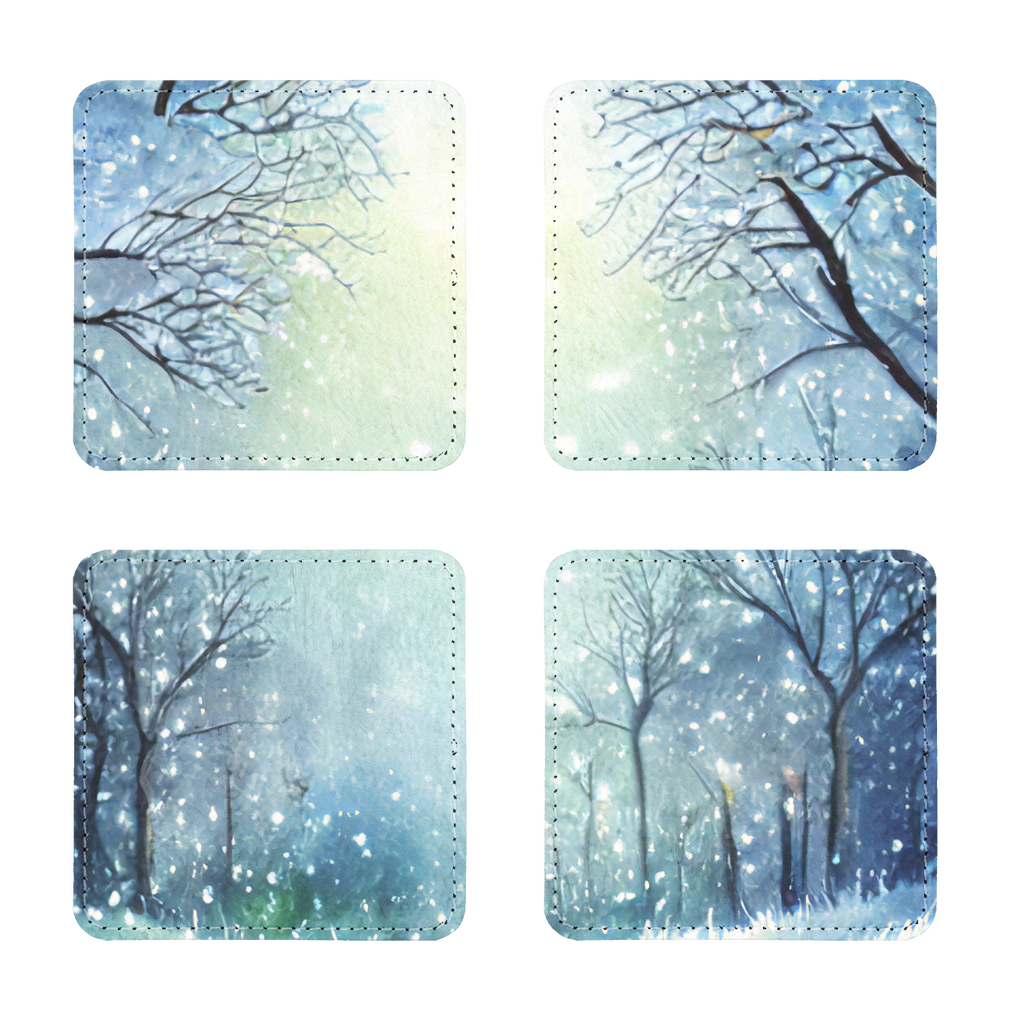 Coasters Pack of Four Winter Forest 