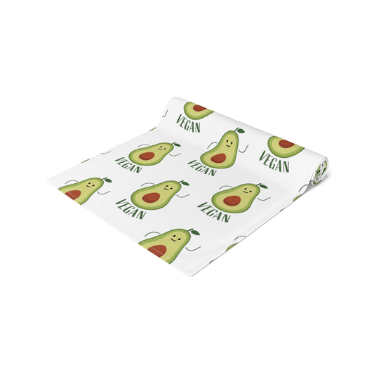 Table Runner White with Avocado for Vegans 