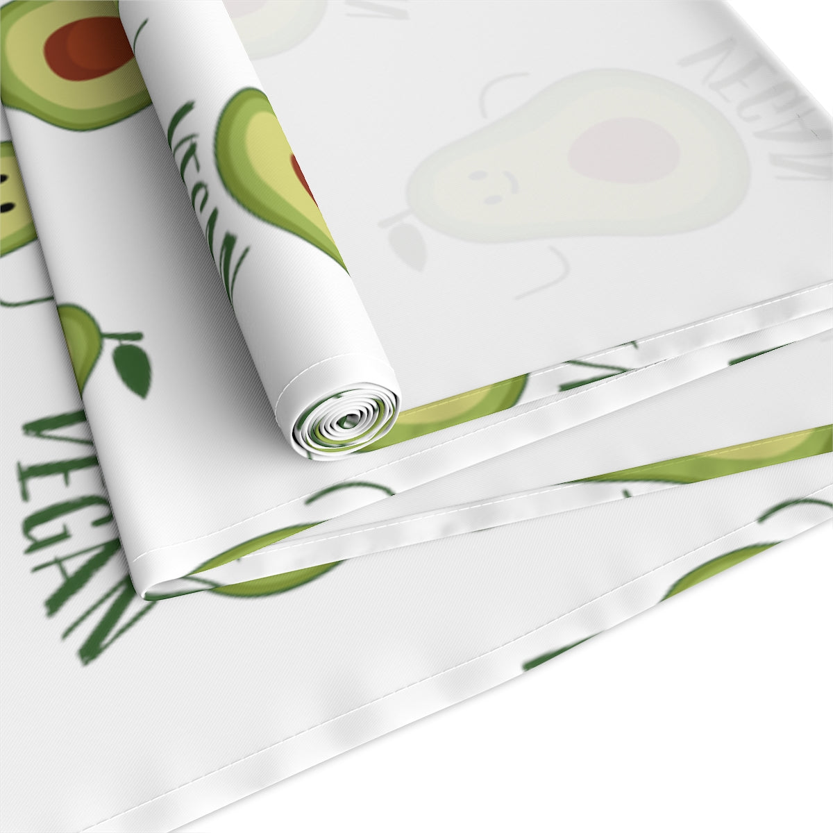 Table Runner White with Avocado for Vegans 