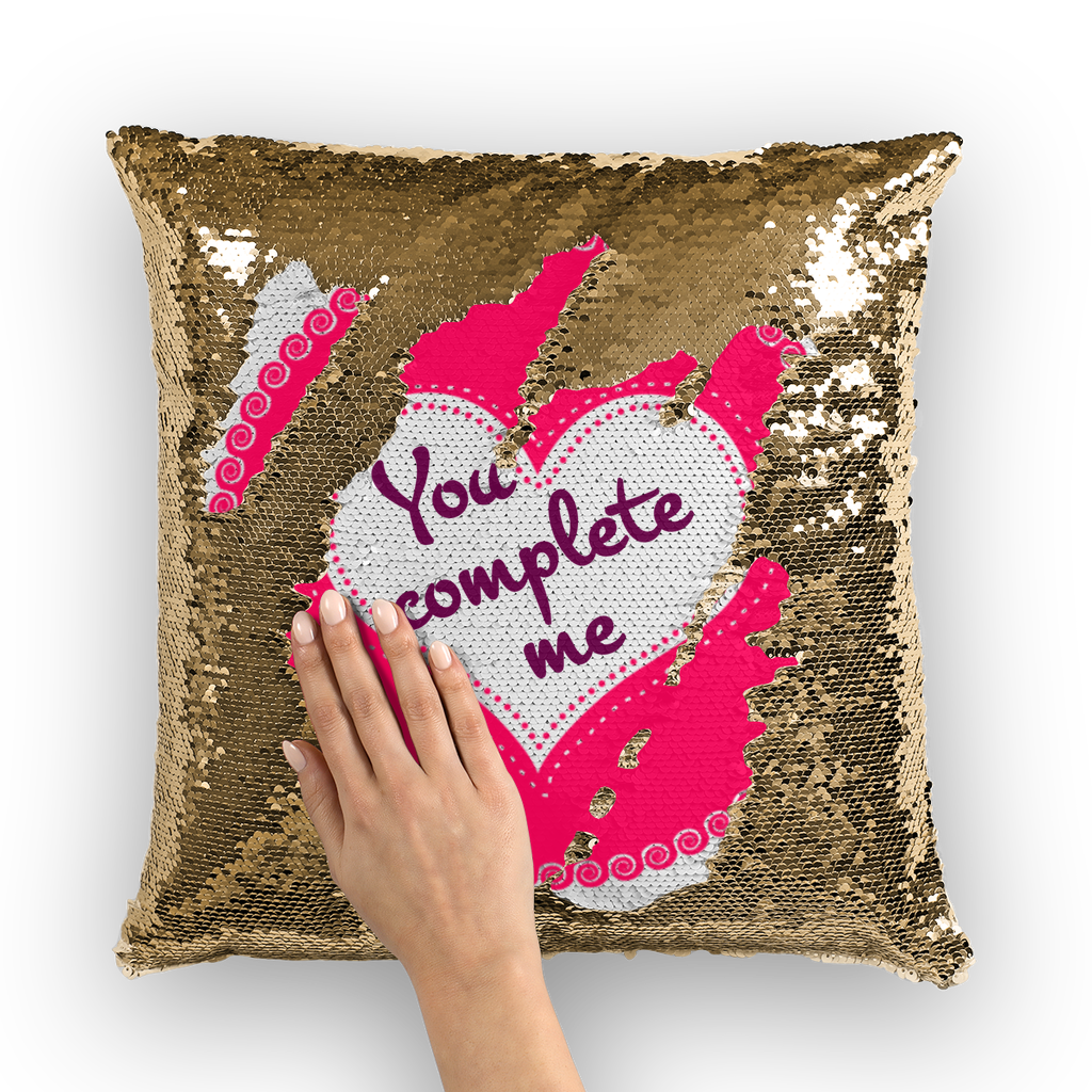 Mermaid Sequin Cushions -You complete me - Valentines Day Sequin Cushion Cover