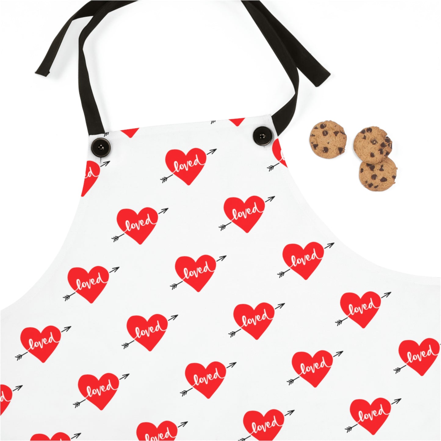 Apron white with Red Hearts