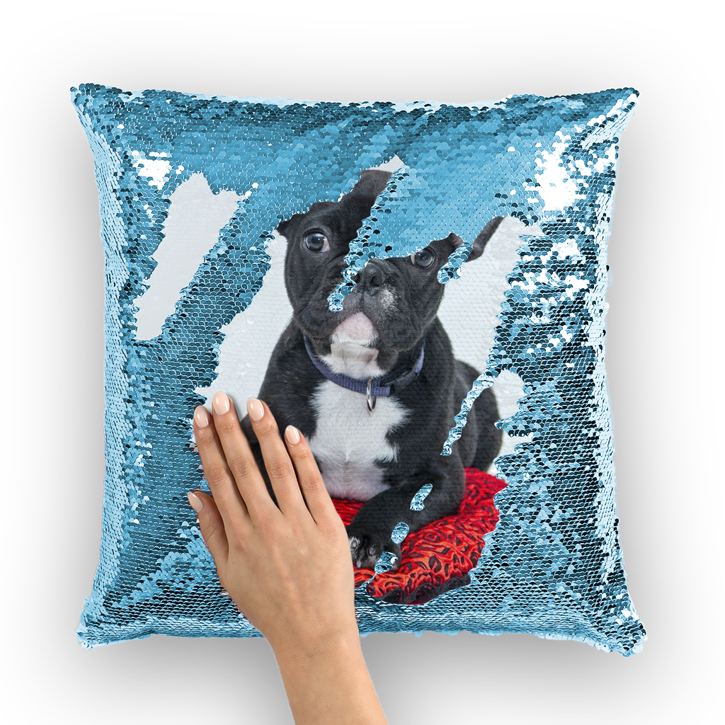 Sequin Cushion Cover Black Bulldog Dog Gifts for Bulldog lovers