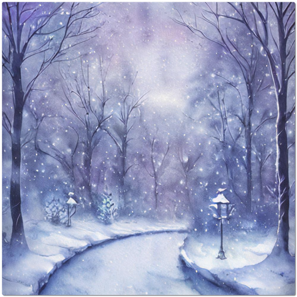 Placemats Winter Forest Printed in Blue tones Set of 2